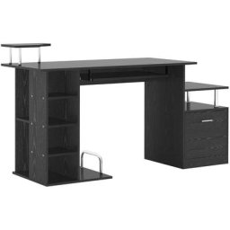 Bureau pour ordinateur table meuble pc informatique en mdf noir - Noir
