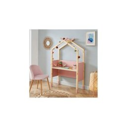 Bureau tipi enfant 100x40x153,5 cm rose et naturel - osny