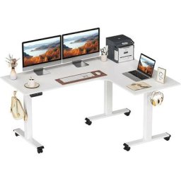 Bureau Assis Debout Angle Électrique - 160*120 cm 3 Moteurs Bureau Debout Réglable en Hauteur Table