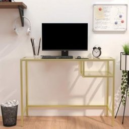 Elegant-Stil Bureau d'ordinateur Transparent 100x36x74 cm Verre trempé,pour Salon/Jardin,Montage