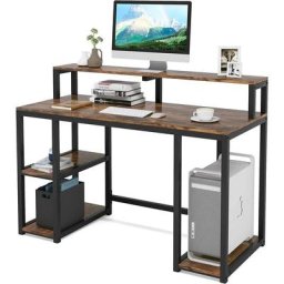 Tribesigns - Bureau d'ordinateur, Industriel Table Informatique, Table d'étude avec étagère de