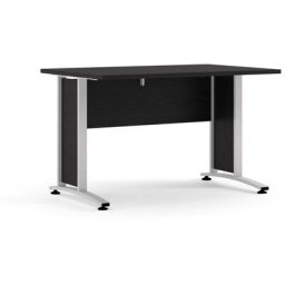 Prisme Bureau en frêne, noir et acier, gris argenté. - Noir