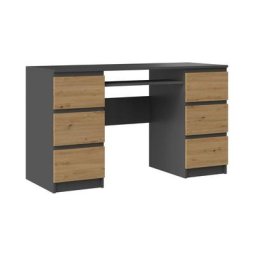 BARI - Bureau informatique - Bureau d'ordinateur - 6 Tiroirs + Support clavier coulissant