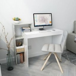 Bureau d'Ordinateur, Bureau Informatique, Table de Travail, Avec étagères, Etagère de Rangement, en