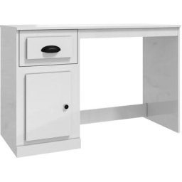 Bureau avec tiroir blanc brillant 115x50x75cm bois d'ingénierie Vidaxl High gloss white