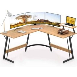 Bureau d'angle Gamer Gaming Informatique - 130*130cm Table Forme l Bureau Angle avec Petit Support