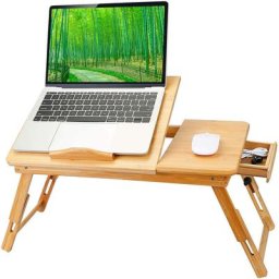 Sifree - Table de lit pour ordinateur Tablette Liseuse en bambou réglable en hauteur inclinable &