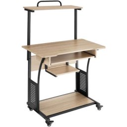 Bureau Fife 80x65,5x130,5cm - Table informatique, bureau d’ordinateur, table PC - Bois clair