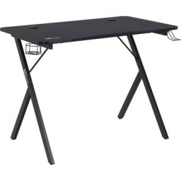 Mana Table de gamer avec support pour casque, porte-boisson, noir. - Noir