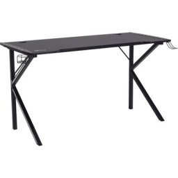 Nimaj Table de gamer avec led, porte-casque, porte-gobel, noir. - Noir