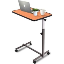 Table de Lit Support Ordinateur Inclinable à Roulette Structure en Métal Hauteur Réglable pour Lit