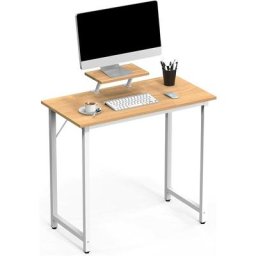 Tonghua - Bureau Gamer avec Surface en Fibre de Carbone pvc et Support d'écran étagère Noyer clair