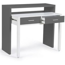 Bureau extensible max bois blanc et gris - Multicolore