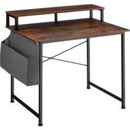 Table de bureau avec étagère de rangement et poche en tissu - table de bureau avec étagère, bureau