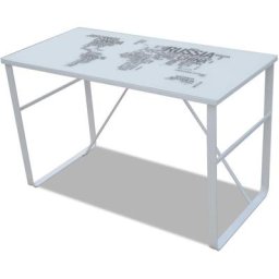Bureau rectangulaire avec motif de carte du monde Vidaxl Blanc