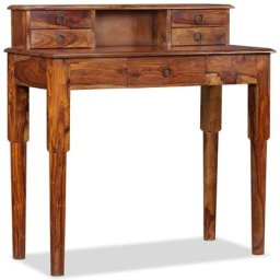 Vidaxl - Bureau avec 5 tiroirs Bois de Sesham massif 90 x 40 x 90 cm Brun