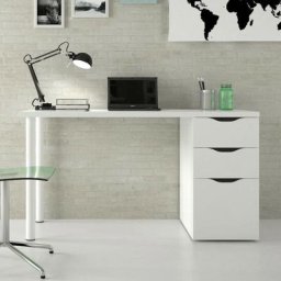 Lúzete - table bureau réversible durham - Blanc brillant