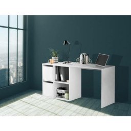 Azura Home Design - Bureau d'angle modulable avec rangement - 4 positions de montage possibles,