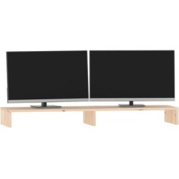 Support d'écran Support pour Moniteur et Rehausseur d'écran 100x27x10 cm Bois de Pin - Naturelle