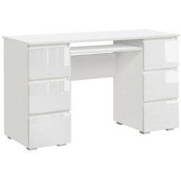 CUBI - Bureau droit 6 tiroirs + support clavier - Dimensions 130x50x77.7cm - Bureau pour ordinateur