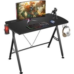 Bureau Gamer en Forme de Y,Bureau Gaming E-Sports avec Fente pour Telephone et Porte-Gobelet,Table
