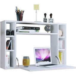 Ebuy24 - Wandila Bureau mural pour ordinateur portable, 7 compartiments, blanc. - Blanc