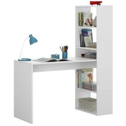 Miroytengo - Bureau d'ordinateur avec étagères blanches intégrées artik table d'ordinateur moderne