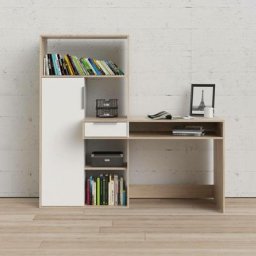 Dmora - Bureau multifonction avec bibliothèque, Table d'étude, parfait pour une chambre ou un