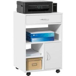 Sobuy - FBT106-W Support Imprimante Roulant Bureau Mobile Caisson Meuble de Rangement Bureau avec