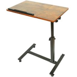 Table de Lit Roulante pour Ordinateur Portable, Table Réglable en Hauteur et Inclinable, Bout de