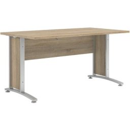 Prisme Bureau d, imitation chêne et acier, gris argenté. - Naturelle