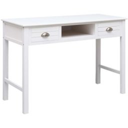 Bureau Blanc 110 x 45 x 76 cm Bois Vidaxl white with silver handles