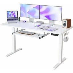 Bureau Assis Debout Électrique avec Plateau Clavier - 140*60cm Bureau Table Debout Réglable en