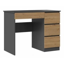 Hucoco - meso - Bureau droit style moderne bureau/chambre d'ado - 98x51x76 cm - 4 tiroirs Gris