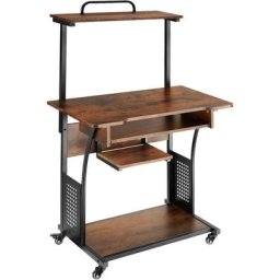 Bureau Fife 80x65,5x130,5cm - Table informatique, bureau d'ordinateur, table pc - bois foncé