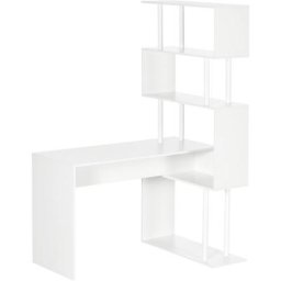 Homcom - Bureau informatique design contemporain avec bibliothèque zig zag 4 étagères panneaux