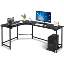 Bureau Informatique en Forme de l pour Coin avec Support pour Central du Ordinateur 168 x 48 x 74CM