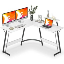 Bureau d'angle Gamer Gaming Informatique - 130*130cm Table Forme l Bureau Angle avec Petit Support