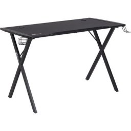 Eliot Table de gamer avec led, porte-casque, porte-gobel, noir. - Noir