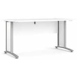 Prisme Bureau b, blanc et acier, gris argenté. - Blanc