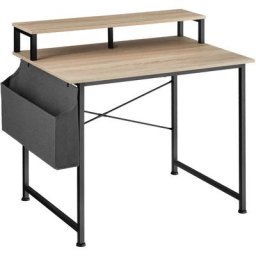Table de bureau avec étagère de rangement et poche en tissu - table de bureau avec étagère, bureau