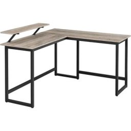 VASAGLE Bureau en forme de L, Table d’angle avec support d’écran, pour étudier, jouer, travailler,