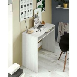 Dmora - Bureau Portland, Bureau linéaire avec étagère fixe, Table d'étude ou de bureau pour pc, cm