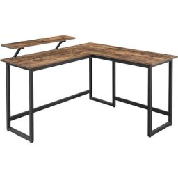 Vasagle Bureau en Forme de l, Table d'Angle avec Support d'écran, pour étudier, Jouer, Travailler,