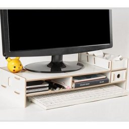 Support de bureau moniteur en bois ordinateur portable TV support de poches support blanc