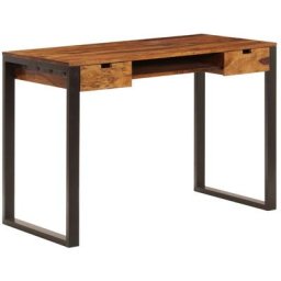 Vidaxl - Bureau 110x55x78 cm Bois solide de Sesham Acier Brun
