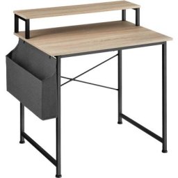 Table de bureau avec étagère de rangement et poche en tissu - table de bureau avec étagère, bureau