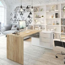 Bureau Greensboro, Bureau réversible avec commode, Bureau d'angle ou table pc de bureau, cm