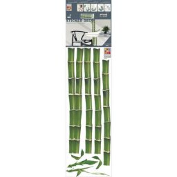 Sticker autocollant décoratif, illustration de tiges de bambous vertes, dans un style zen, 68 cm x