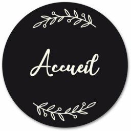 Adzif.biz Le Sticker De Decoration - Plaque de Porte Autocollante pvc Gravé Noir Blanc Ronde.